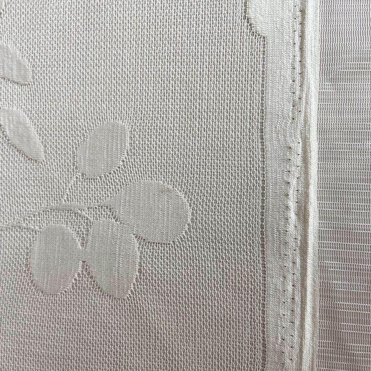 Wholesale design 100 Polyester leaf pattern jacquard warp knit mesh shirt sheer curtain fabric bedroom