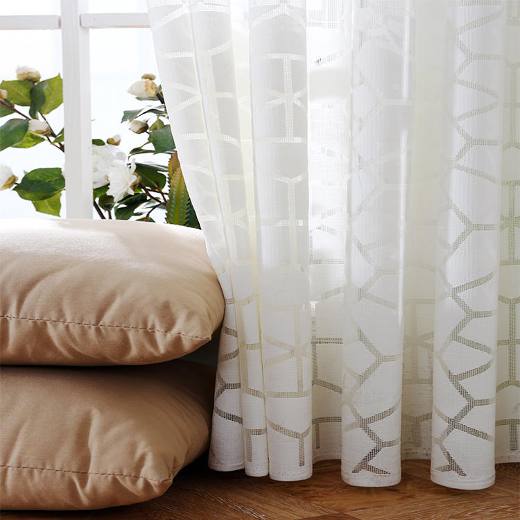 Home decor fancy elegant rib tulle sheer voile white living room gauze sheer warp knit fabric polyester