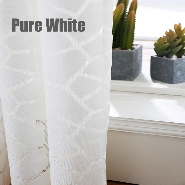 Home decor fancy elegant rib tulle sheer voile white living room gauze sheer warp knit fabric polyester