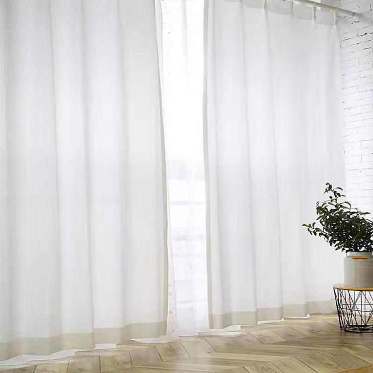 Resistente sheer fabric wholesale elegant good quality white modern tulle voile fold sheer curtains for living room