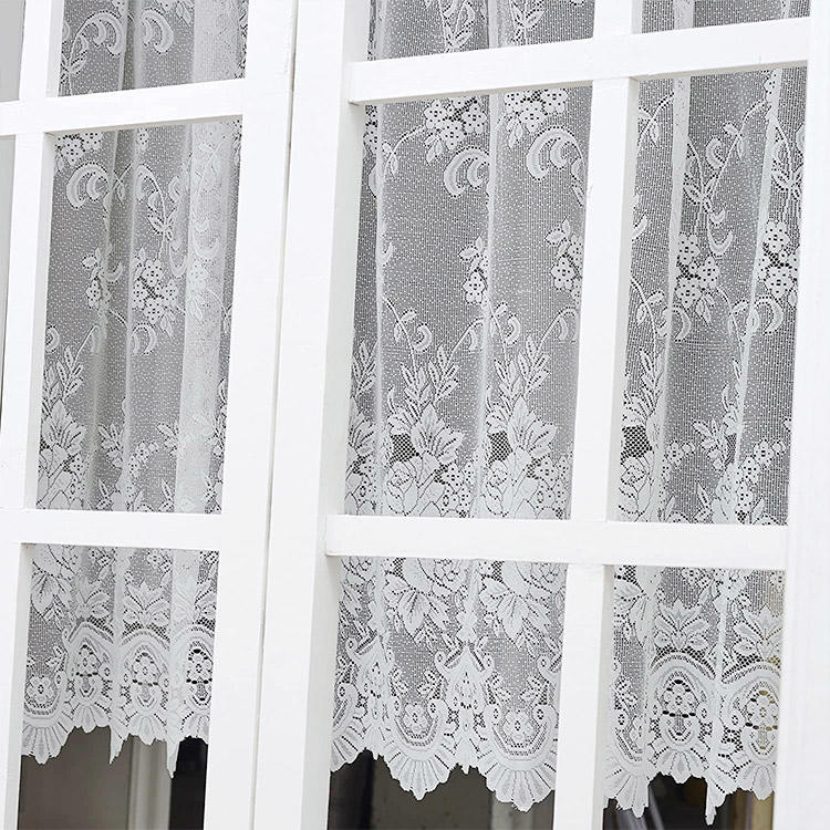 New Designs Jacquard net tulle voile roll mesh knit polyester curtain sheer fabric extra wide