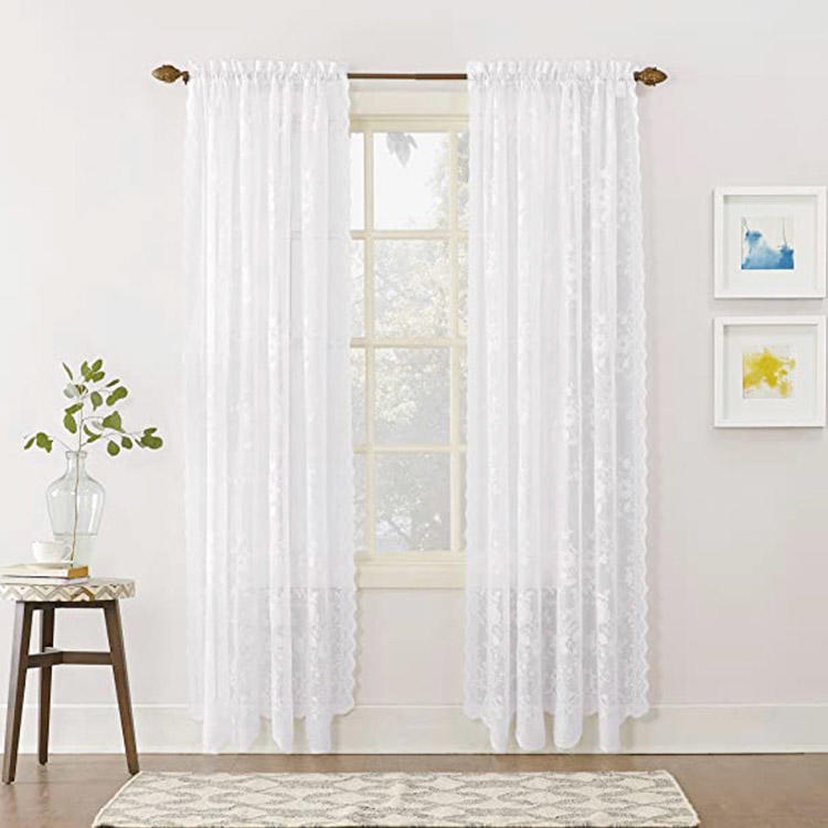 Wholesale Living Room Luxury Flower Lightweight Spot Polyester Curtain Printed Sheer Fabric
