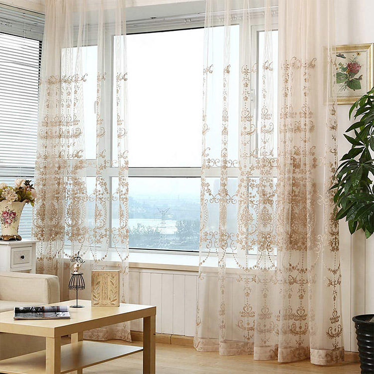 High Quality China Supplier 100% Polyester Ready Made Flower Bed Jacquard Sheer Curtain Sheers Fabrics