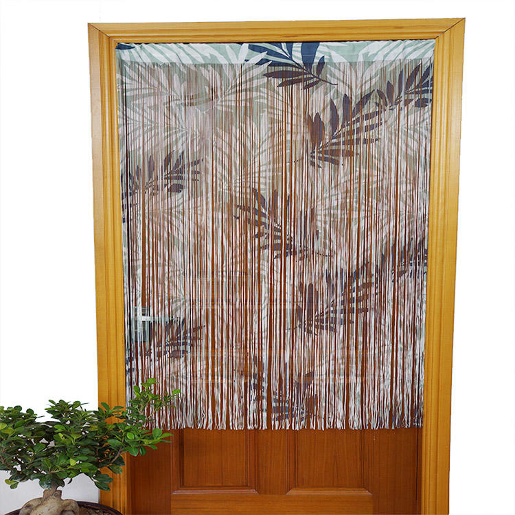 Latest design 100 % Polyester with tropical plant pattern half hanging decorative door curtains living room curtain for bedroom
