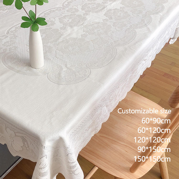 Hot Sale Custom Hotel Dining Elegant Rectangle Lace Table Cloth Wedding Cheap Tablecloths For Wedding Party