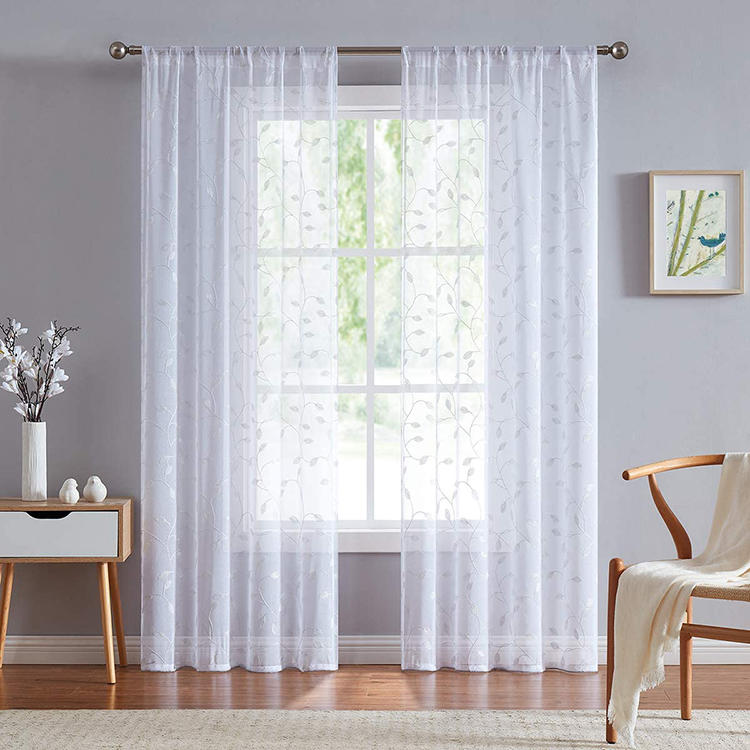 Plain Voile Embroidery Sheer Curtain Net Curtains Fabric