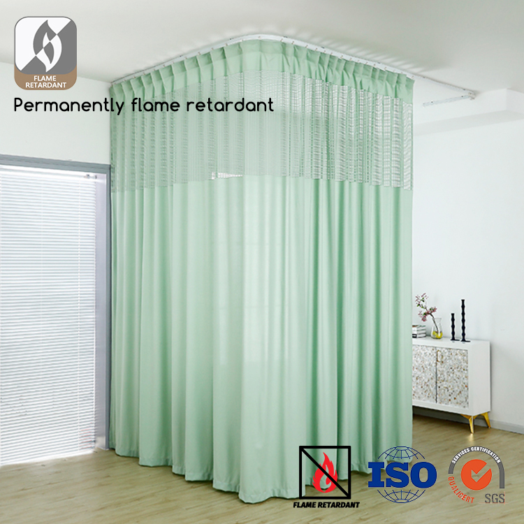 Hot sale 100% Polyester retardant flame medical hospital bedside cubical curtain