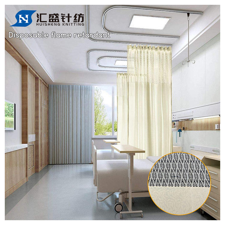 Custom partition fire resistant mesh print medical privacy disposable cubicle curtain hospital fabric for bed curtain