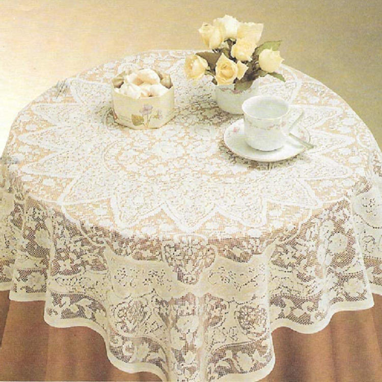 Dining white washable polyester floral lace plain elegant table cloth napkin fabric