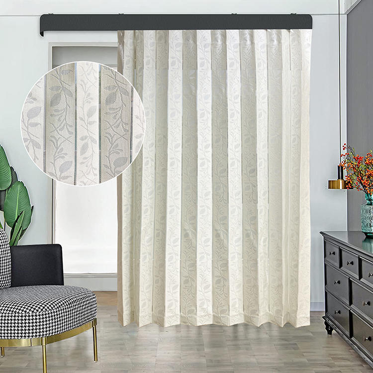 Drape blackout privacy window leaves pattern jacquard divider blinds vertical curtain fabric 