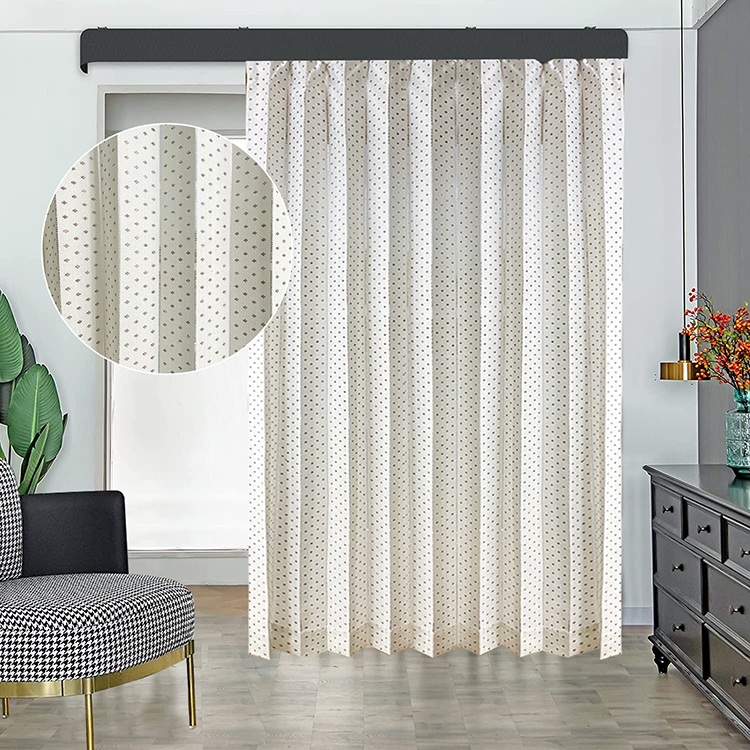 White door drape blackout privacy window divider point jacquard blinds curtain vertical fabric