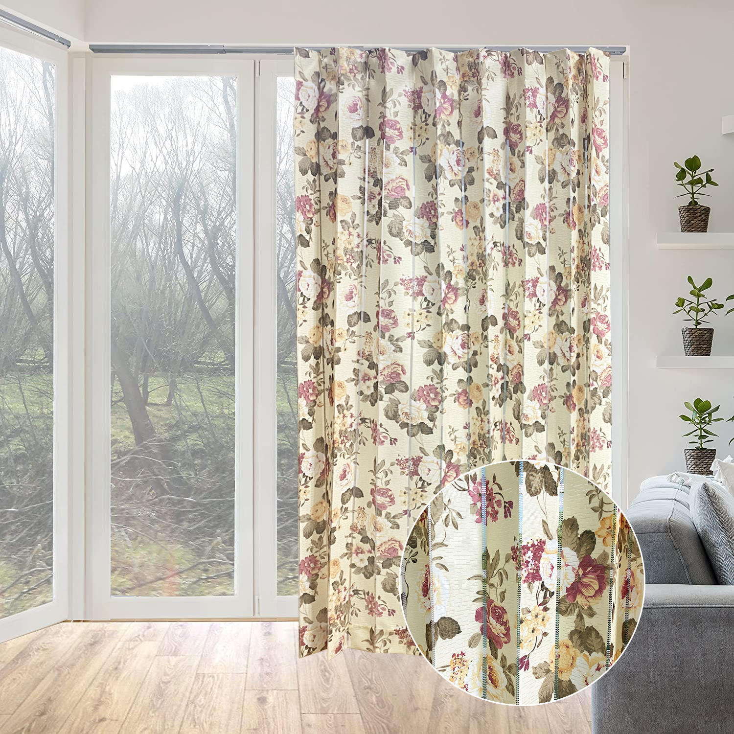 European blackout window drape divider print Blossoms curtain vertical blinds curtain fabric 