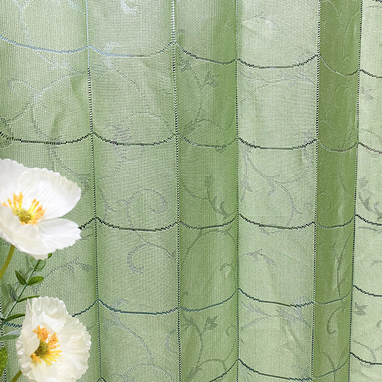Green divider window blackout privacy lamellar jacquard vertical bamboo door curtains fabric 