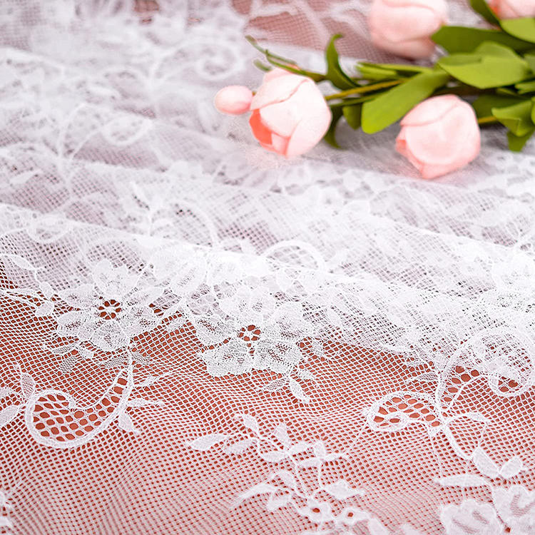 Decorations white floral plain jacquard dinner lace polyester wedding tablecloths fabric