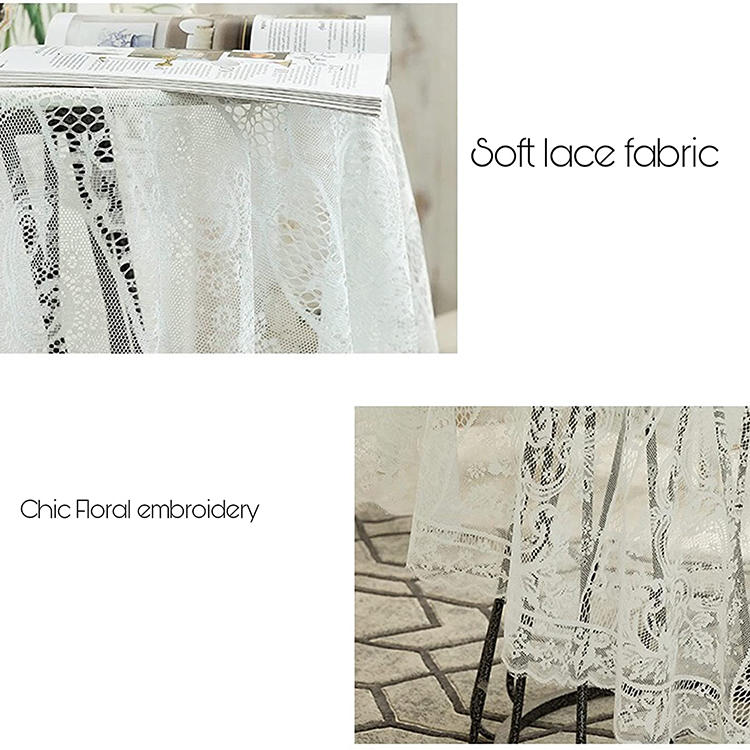 Cover dinner white wedding floral jacquard polyester lace plain tablecloth round table fabric